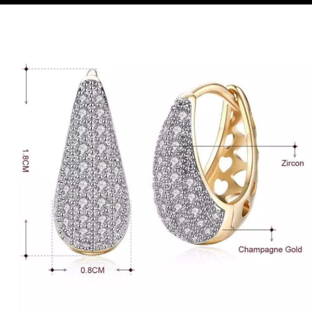 NEW Zircon Water Drop Diamond Hoop Earrings - Picture 5 of 7